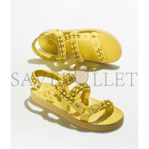 CHANEL  SANDALS 		COTTON TWEED			YELLOW  G33800 X56550 0N550