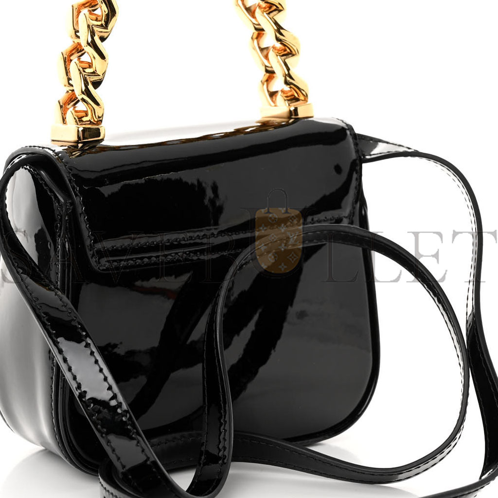 VERSACE PATENT MINI LA MEDUSA BAG BLACK  (16*15*6cm)