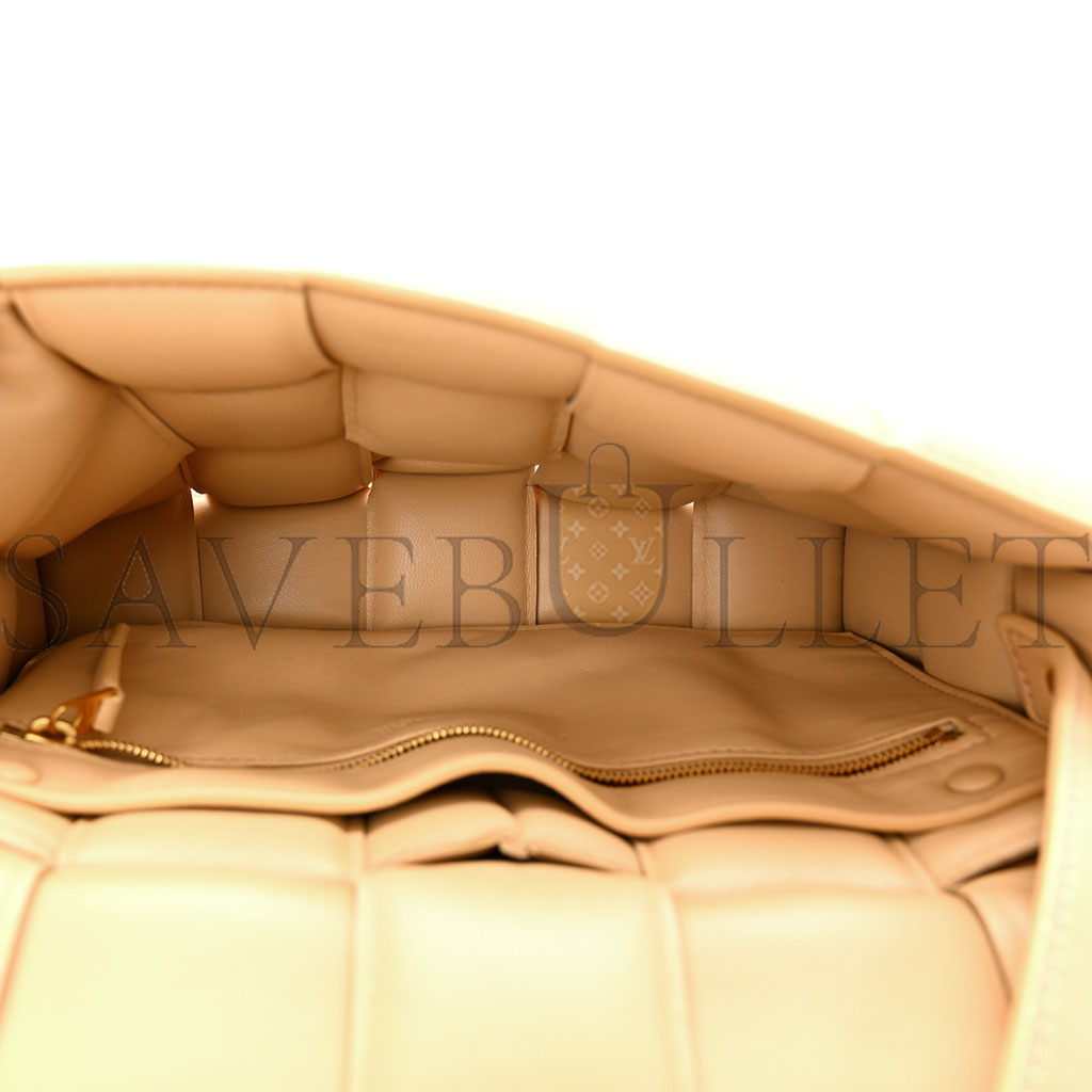 BOTTEGA VENETA NAPPA MAXI INTRECCIATO PADDED CASSETTE CROSSBODY BAG ALMOND (26*18*8cm)