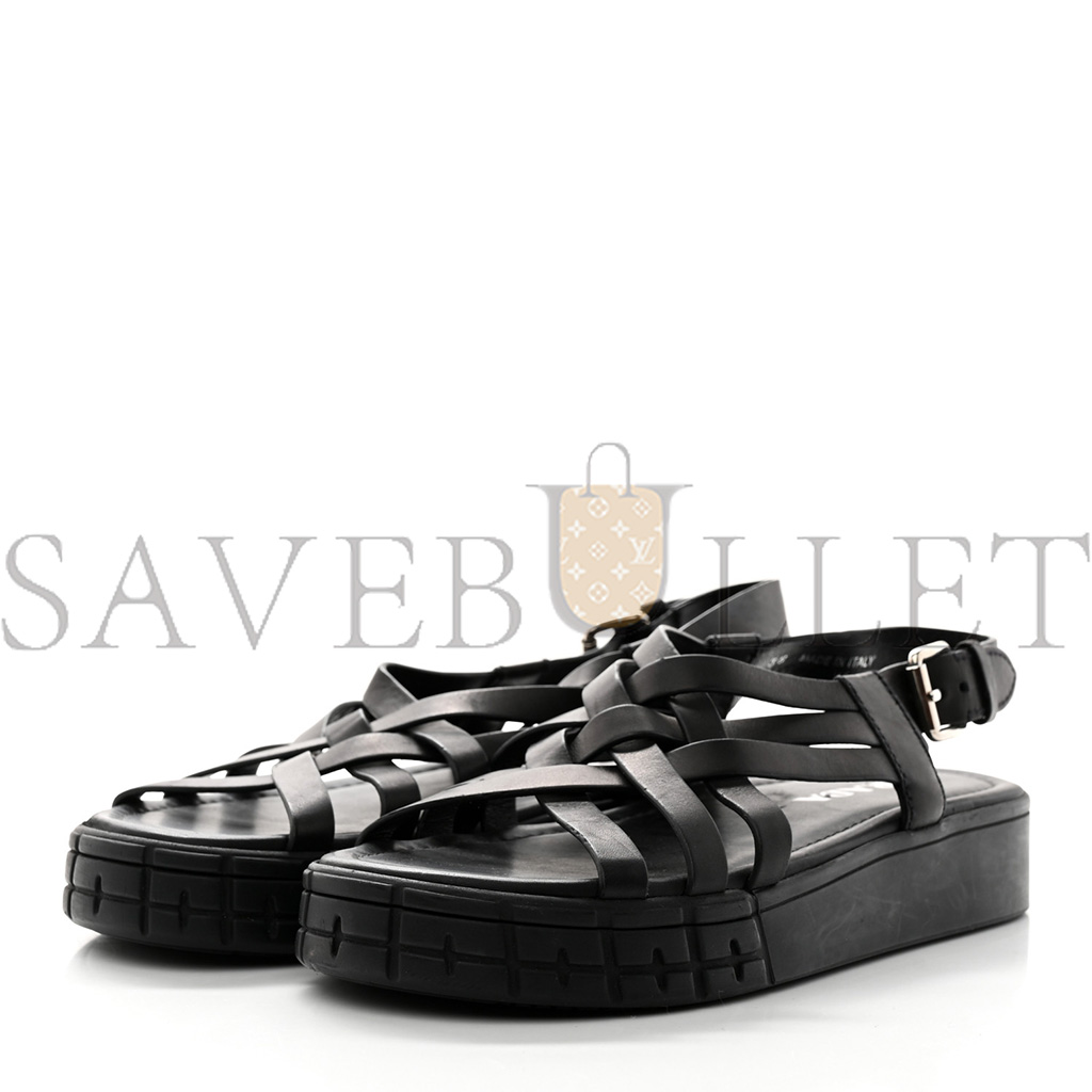 PRADA NATURAL CALFSKIN BUCKLED SLINGBACK 30MM SANDALS 38 BLACK