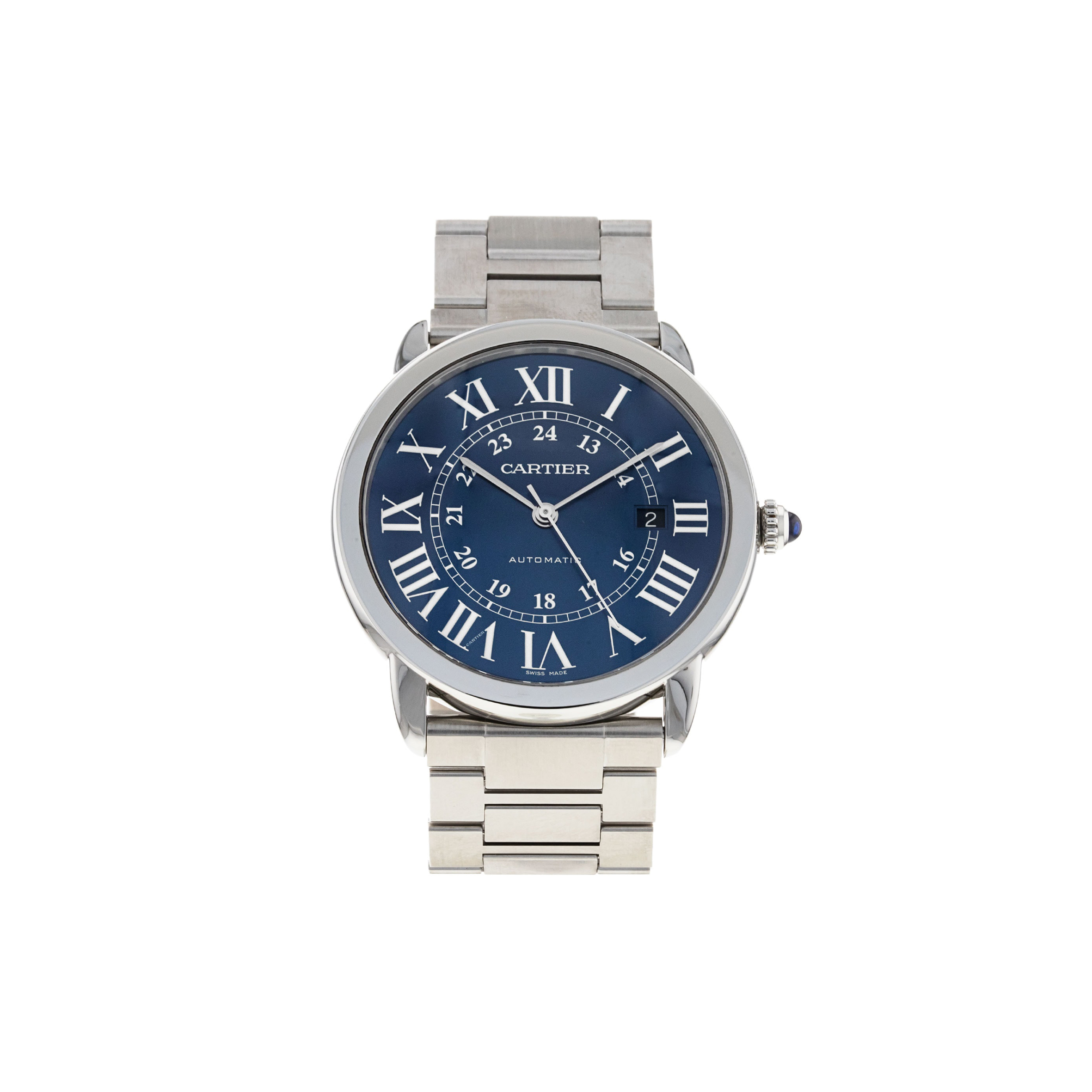 CARTIER RONDE SOLO 42MM BLUE DIAL AUTOMATIC MEN'S WATCH WSRN0023