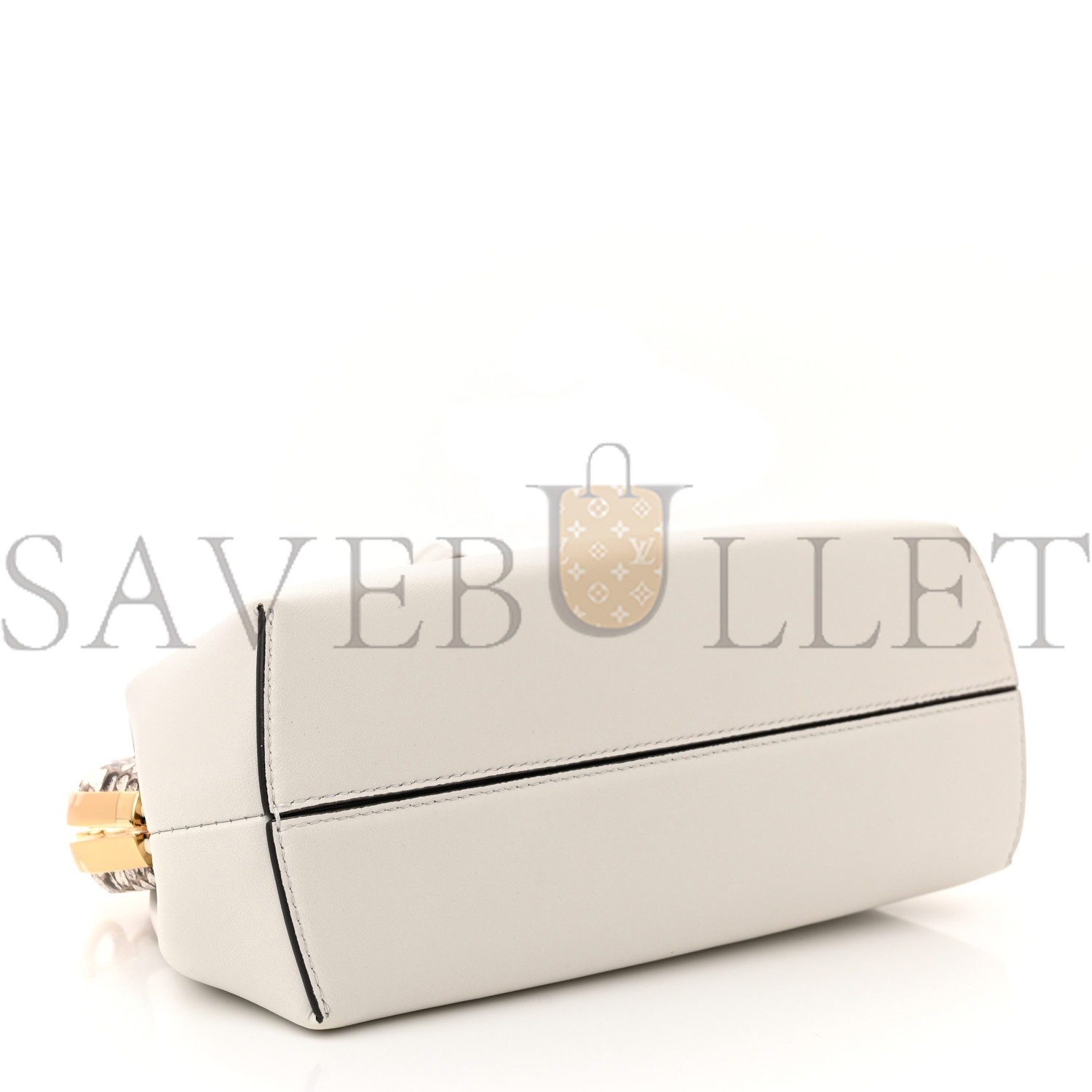 FENDI SHINY NAPPA SNAKESKIN SMALL FENDI FIRST WHITE ROCCIA (24*19*9cm)