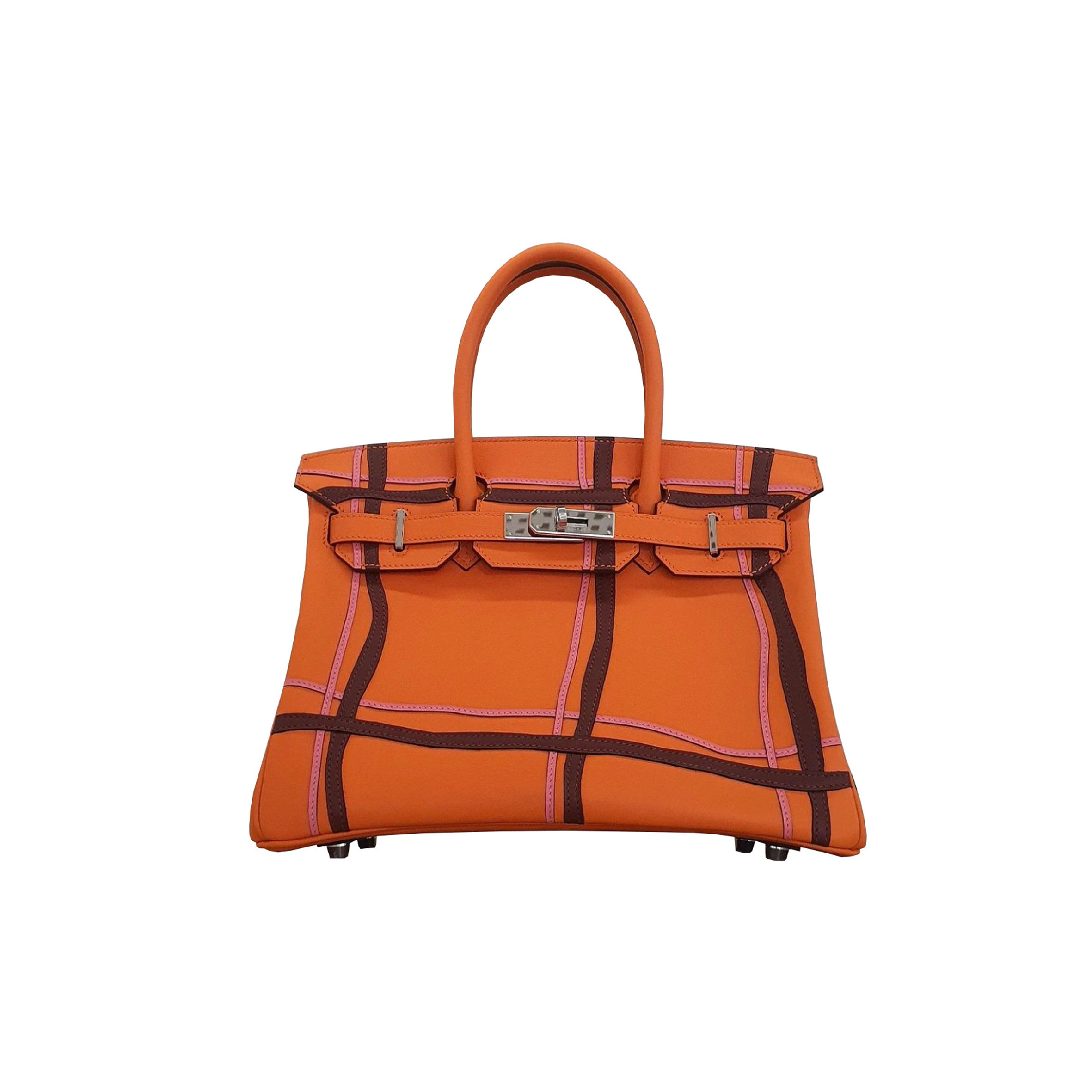 HERMES MASTER BIRKIN 30 SWIFT LEATHER ORANGE SILVER BUCKLE BAG 1025216764 (30*22*16cm)