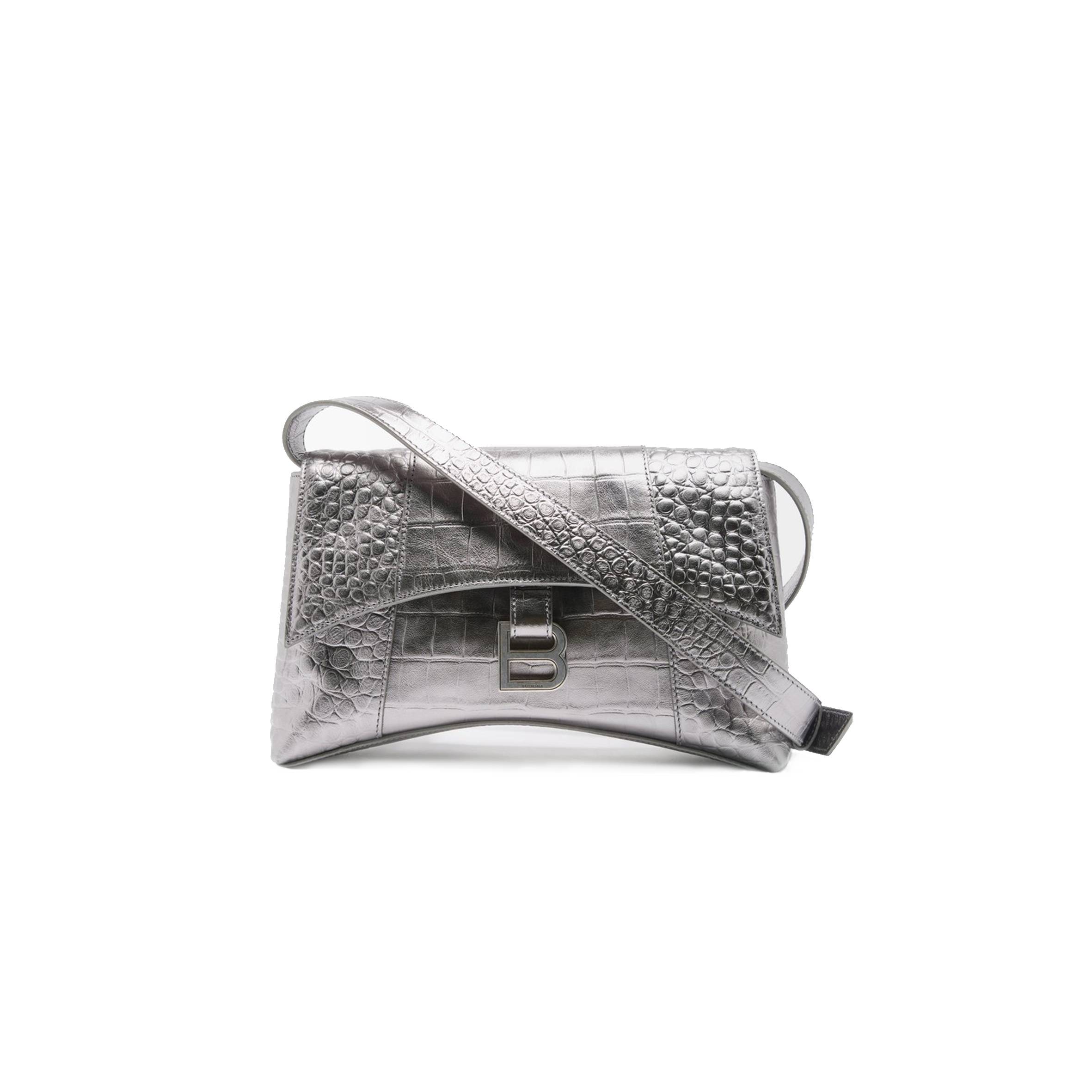 BALENCIAGA METALLIC DOWNTOWN XS CROC-EFFECT LEATHER CROSS-BODY BAG MATCHESFASHION US (27*16.5*5.5cm)