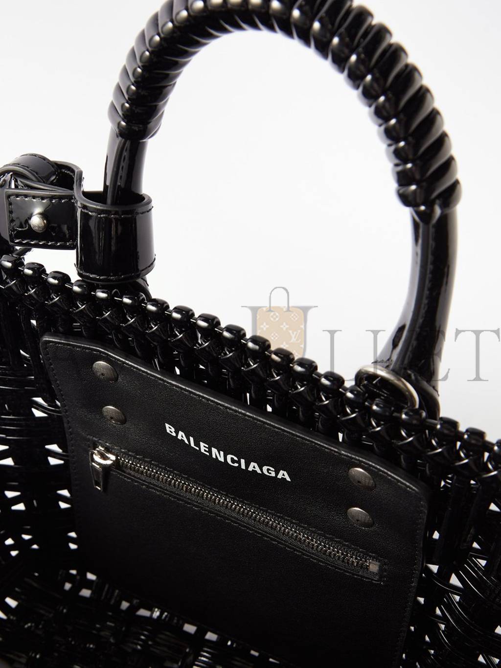 BALENCIAGA BLACK BISTRO XS WOVEN FAUX-LEATHER BASKET BAG MATCHESFASHION US (39*20*18cm)