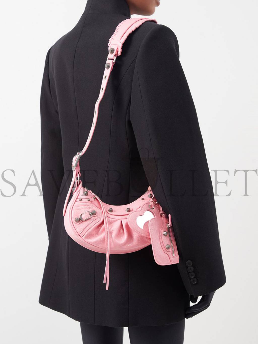 BALENCIAGA PINK LE CAGOLE XS CRINKLED-LEATHER SHOULDER BAG MATCHESFASHION US (25.6*11.4*7.3cm)