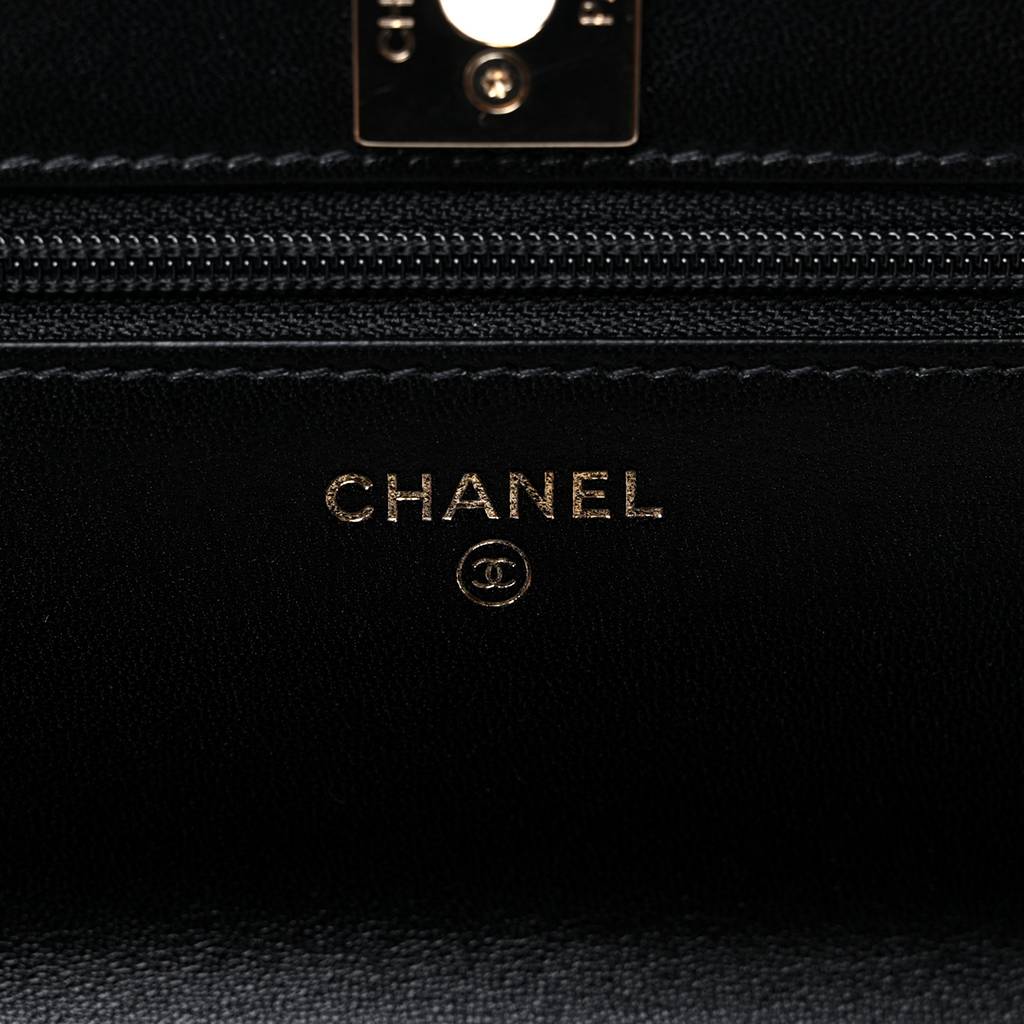 CHANEL LAMBSKIN QUILTED TRENDY CC WALLET ON CHAIN WOC BLACK ROSE GOLD HARDWARE (19*13*4cm)