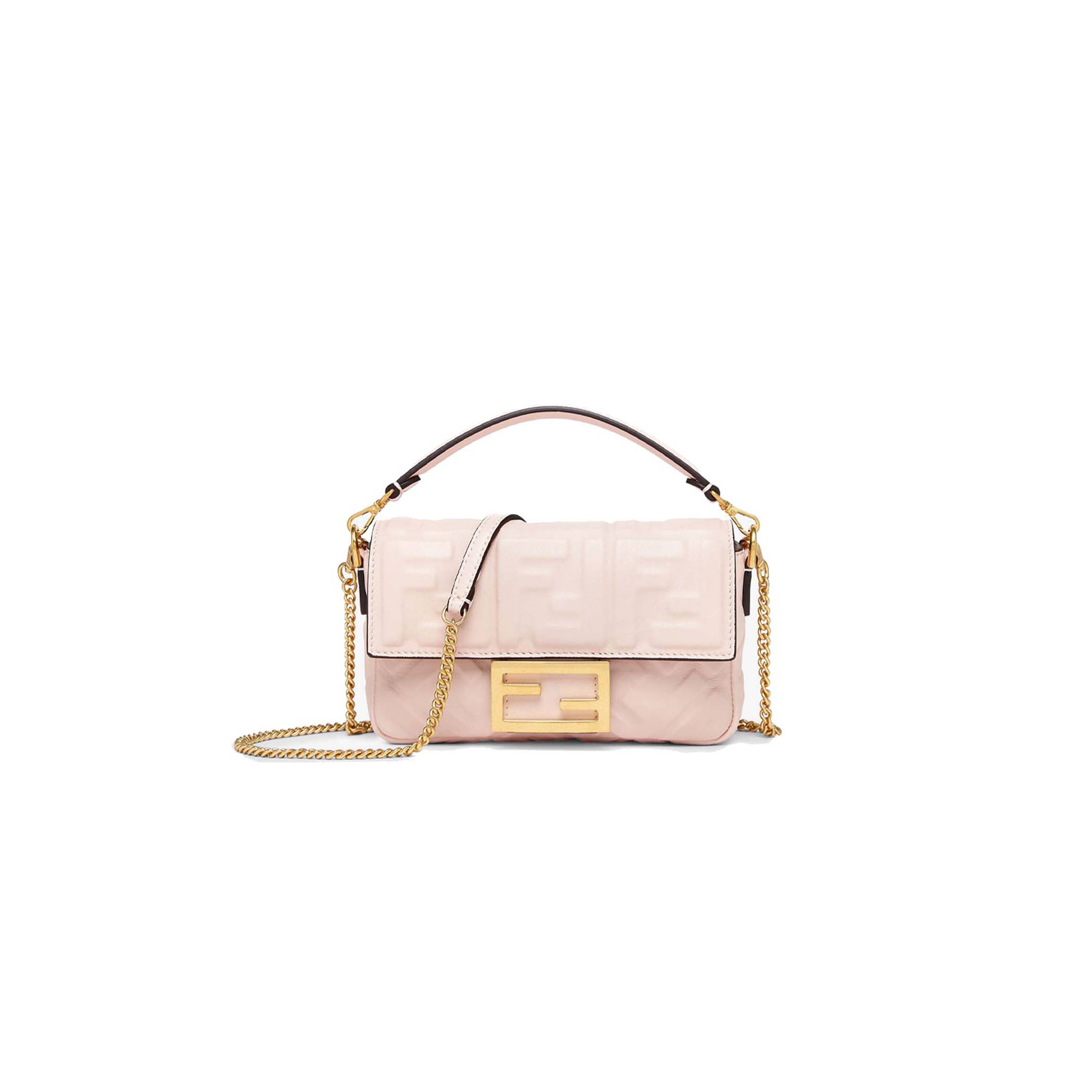 FENDI BAGUETTE MINI - PINK FF NAPPA LEATHER BAG 8BS017A72VF180X (19*11.5*4cm)