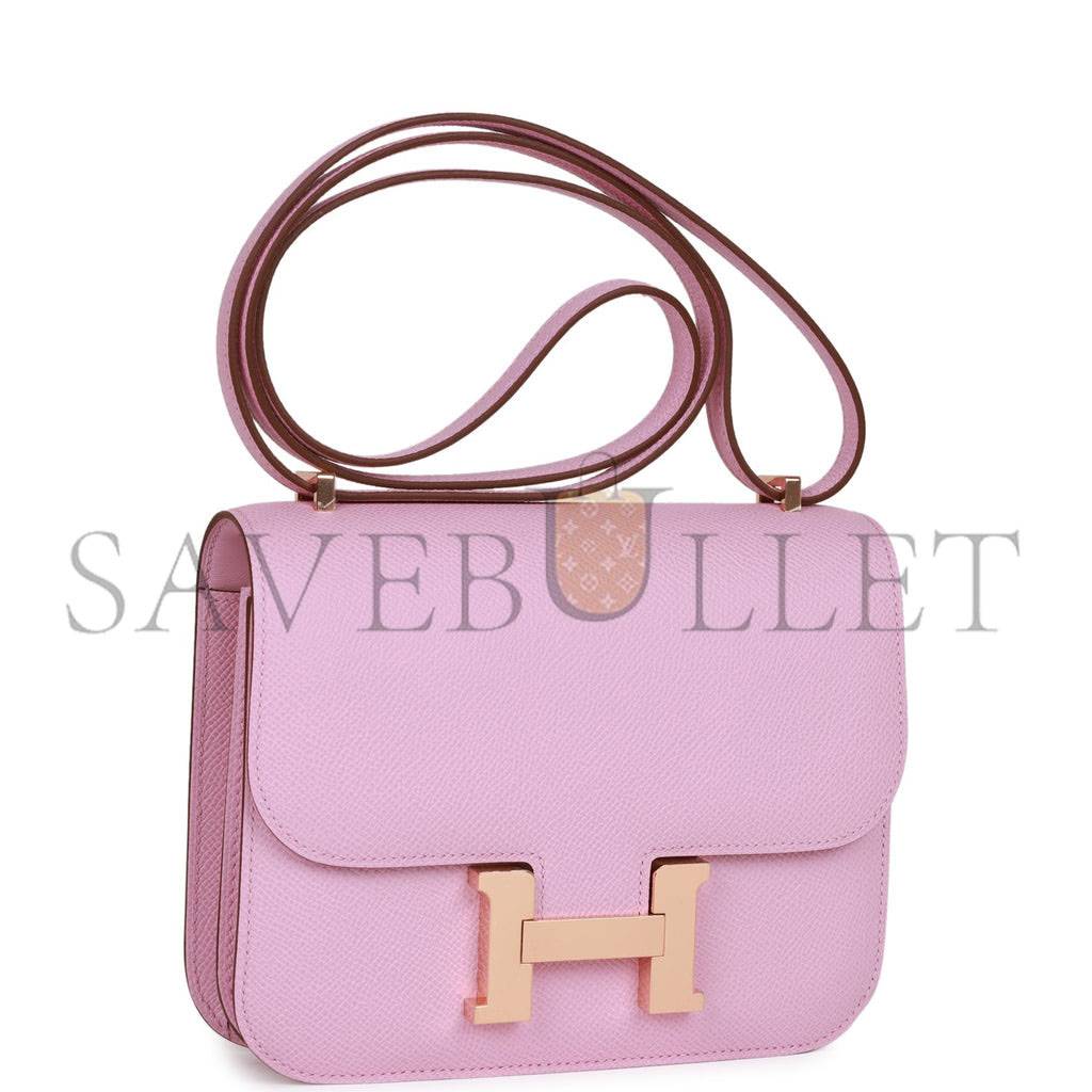 HERMES CONSTANCE 18 MAUVE SYLVESTRE EPSOM ROSE GOLD HARDWARE (18cm)