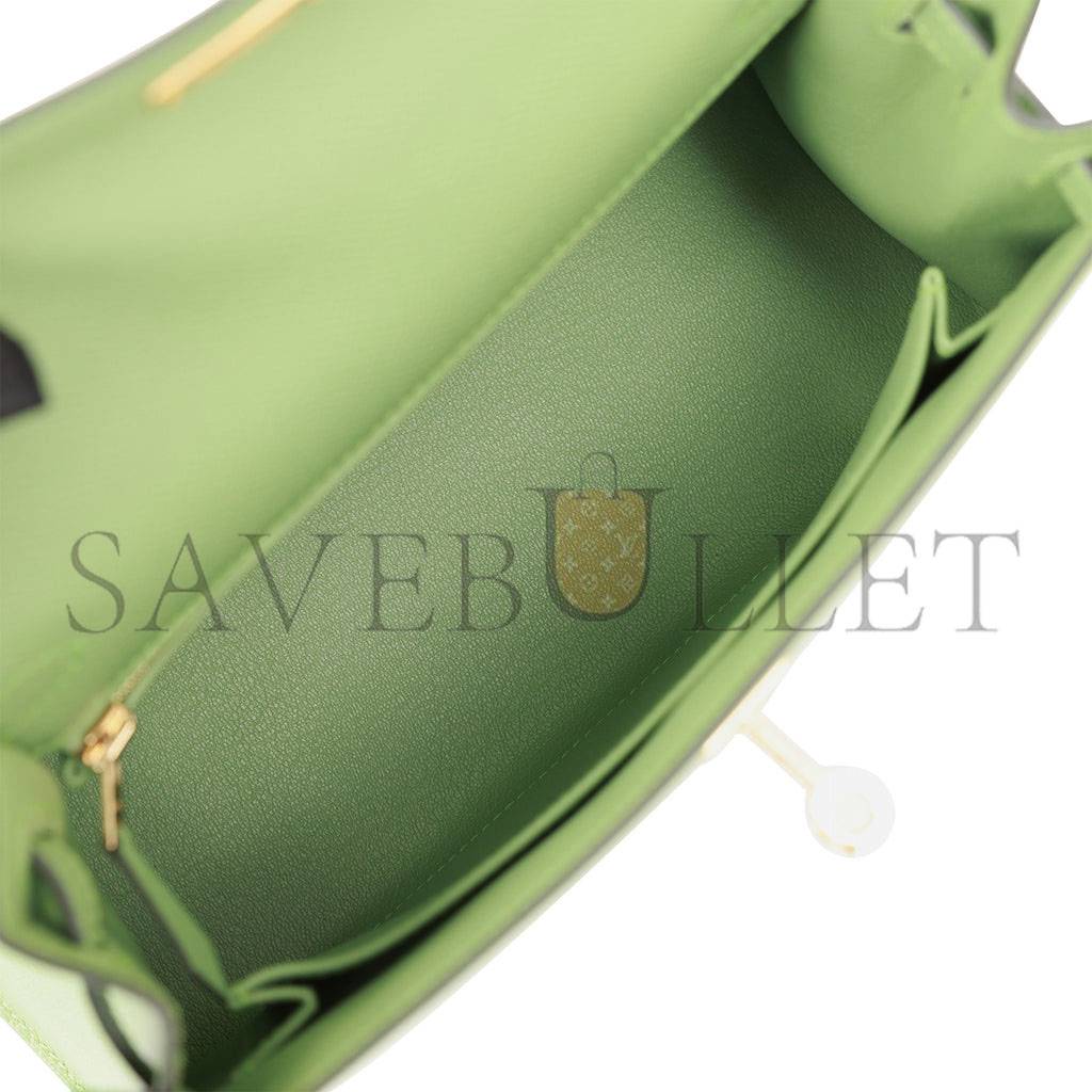 HERMES KELLY SELLIER 25 VERT CRIQUET EPSOM GOLD HARDWARE HANDMADE  (25*17*7cm)