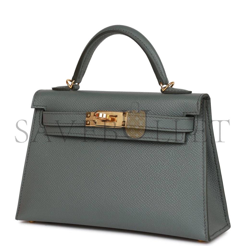 HERMES MINI KELLY SELLIER 20 VERT AMANDE EPSOM GOLD HARDWARE (19*12*5.5cm)