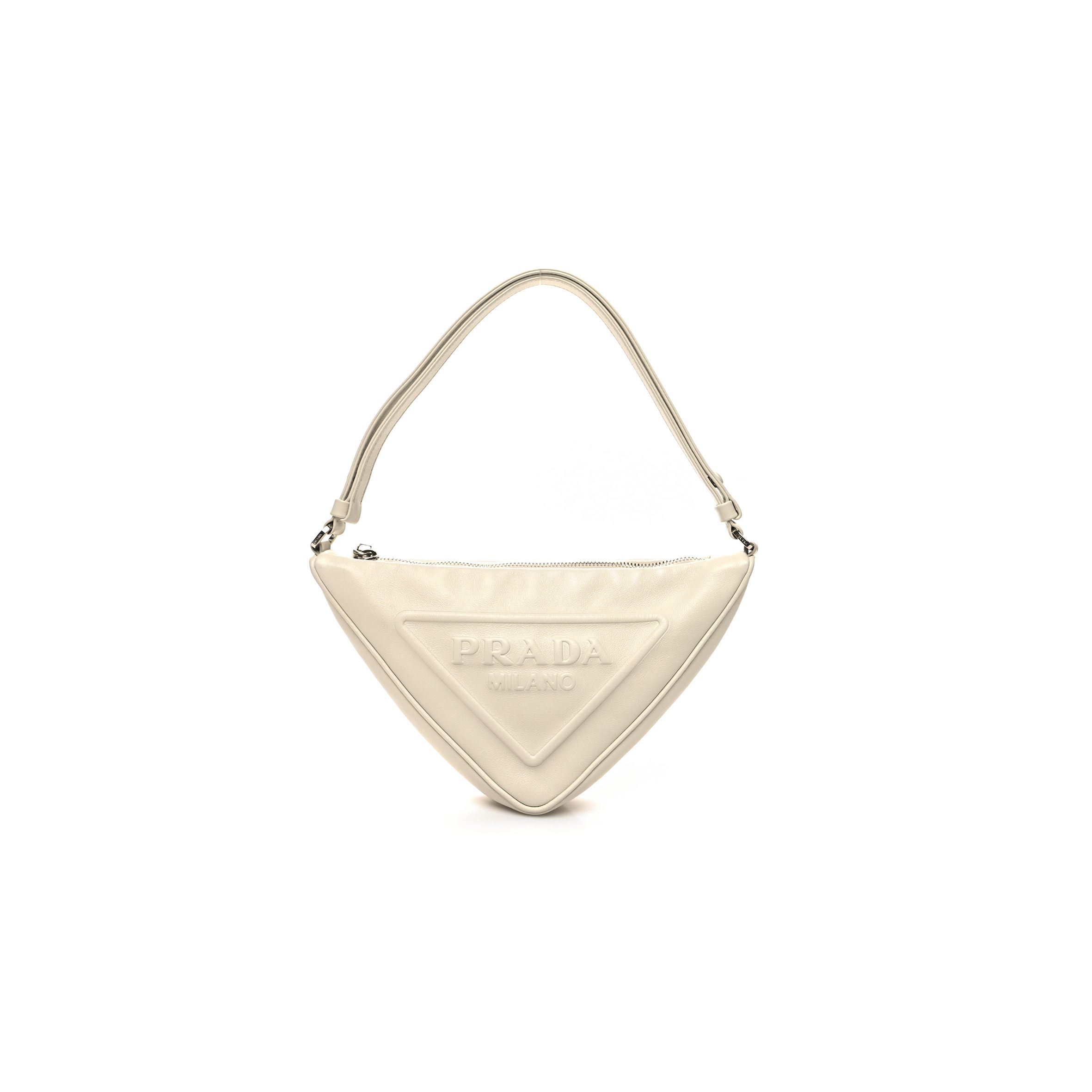 PRADA GRACE LUX TRIANGLE POUCH WHITE (26*14*8cm)