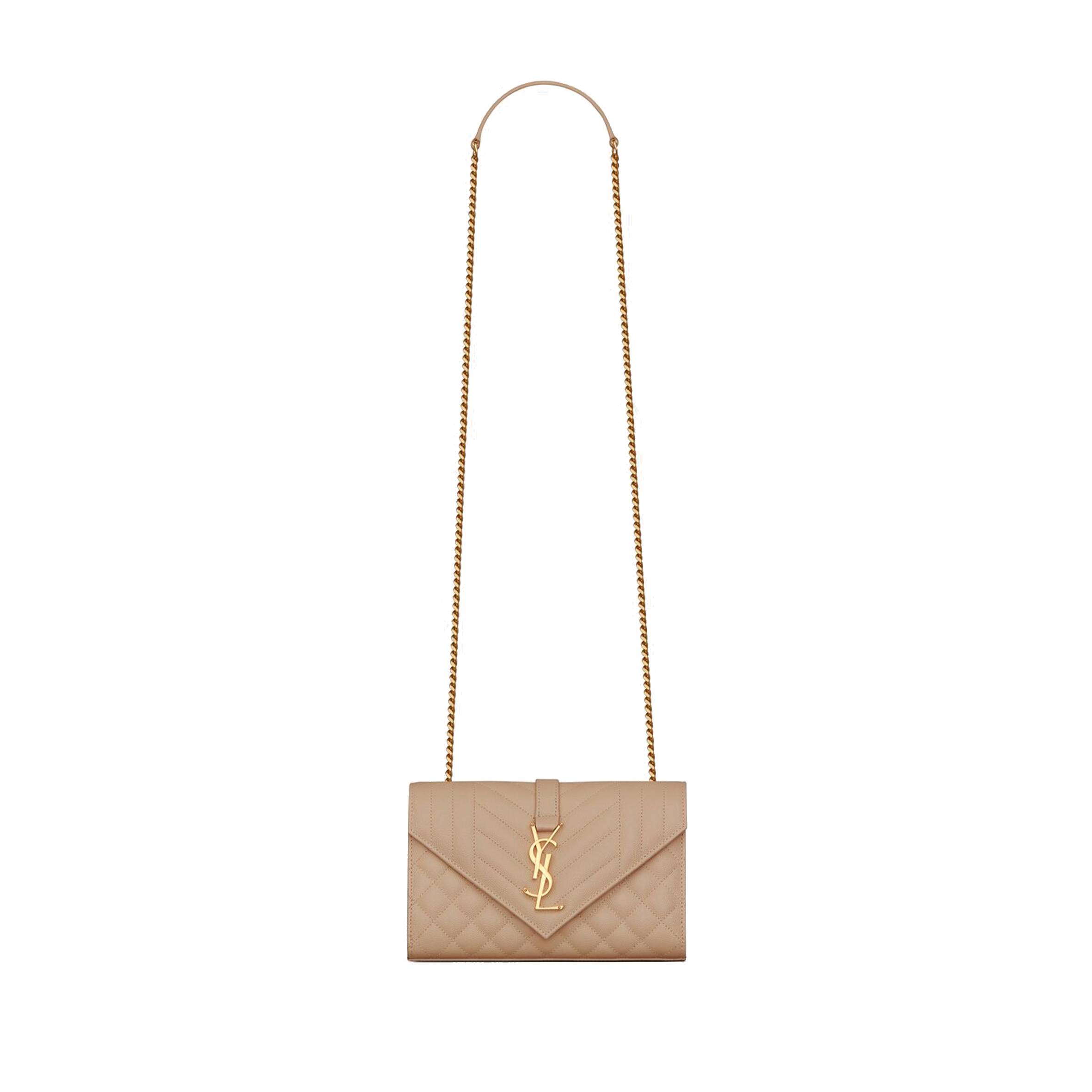 YSL ENVELOPE SMALL BAG IN MIX MATELASS&EACUTE; GRAIN DE POUDRE EMBOSSED LEATHER 600195BOW912721 (21*13*6cm)