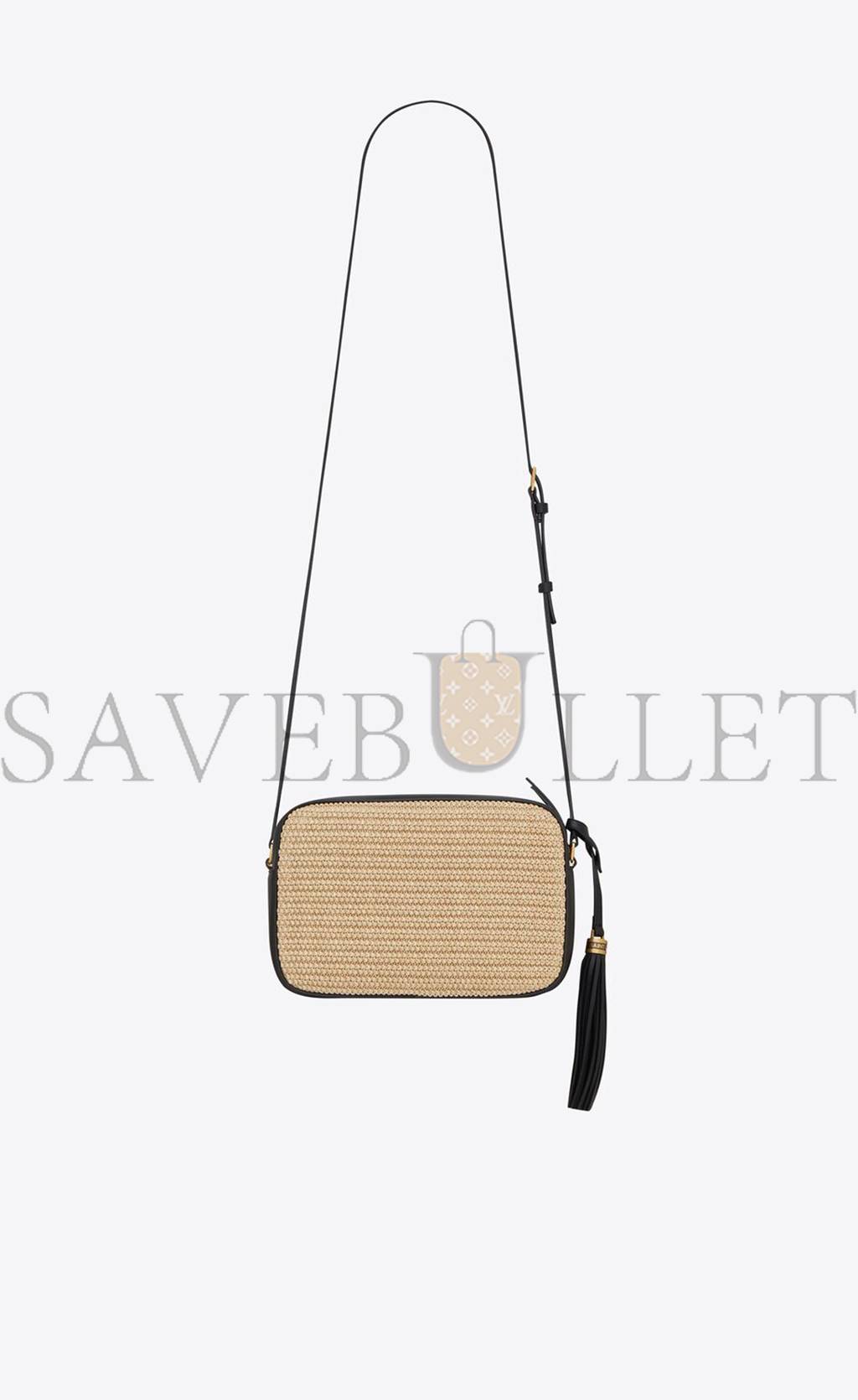 YSL LOU CAMERA BAG IN RAFFIA AND SMOOTH LEATHER 6125429OBEW7070 (23*16*6cm)