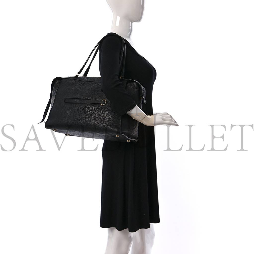 CELINE BULLHIDE CALFSKIN SMALL RING BAG BLACK (34*25*20cm)