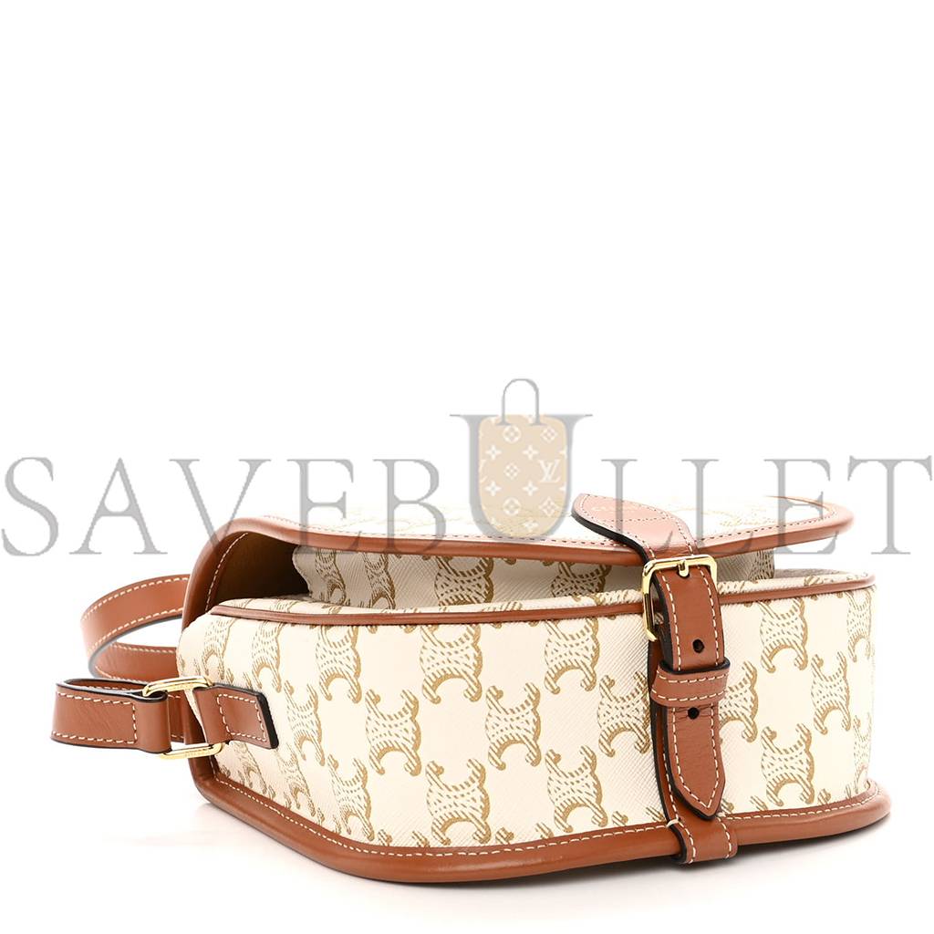 CELINE TRIOMPHE CANVAS MEDIUM FOLCO BAG WHITE (18*15*7cm)