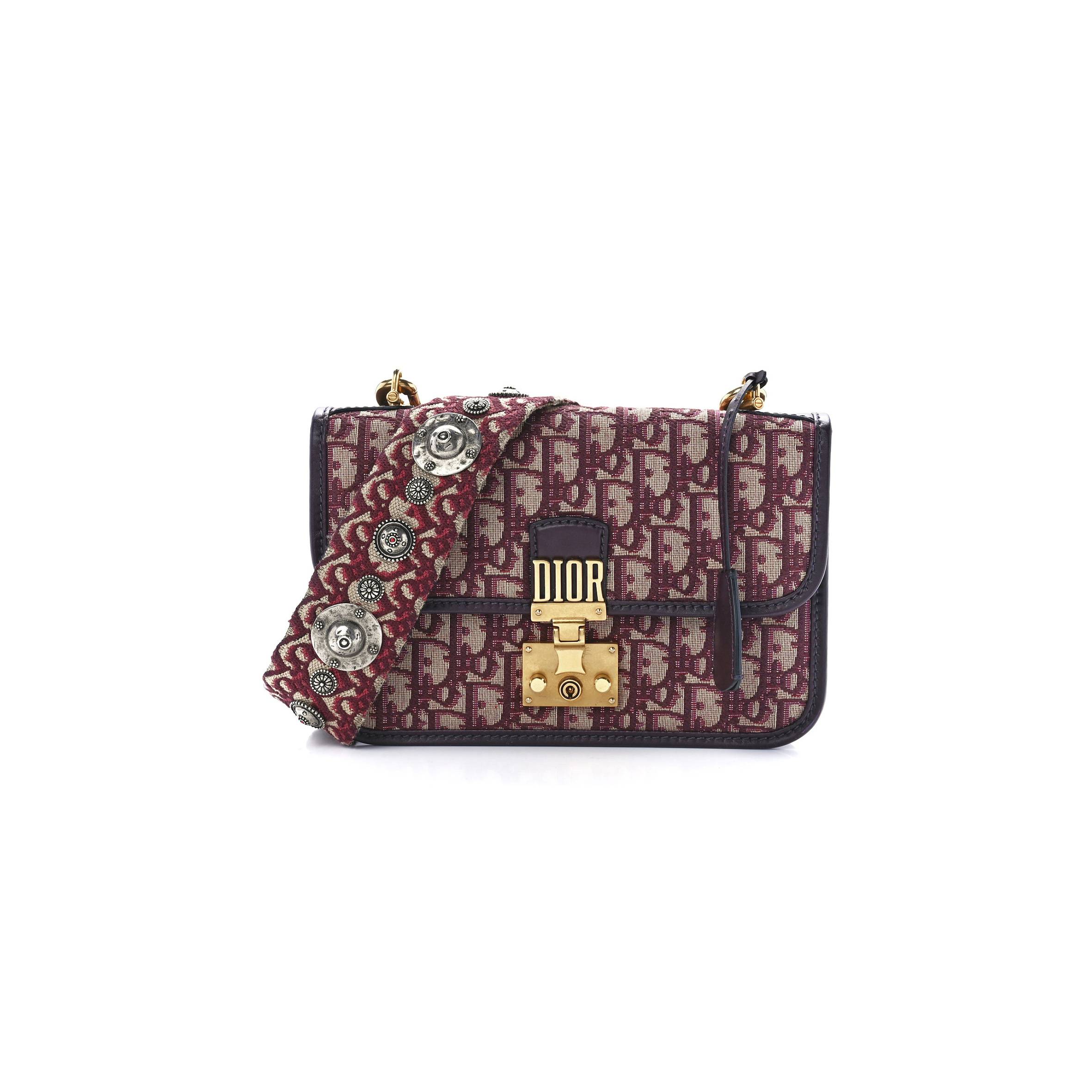 DIOR OBLIQUE DIORADDICT FLAP BAG BURGUNDY (24*17*5.1cm)