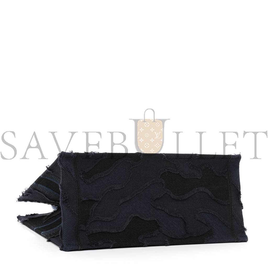 DIOR CANVAS EMBROIDERED CAMOUFLAGE BOOK TOTE BLUE (36*27*16.5cm)