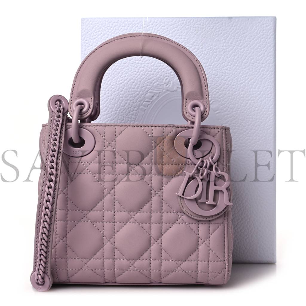 DIOR ULTRA MATTE CALFSKIN CANNAGE MINI LADY DIOR LAVENDER (17*15*7.6cm)