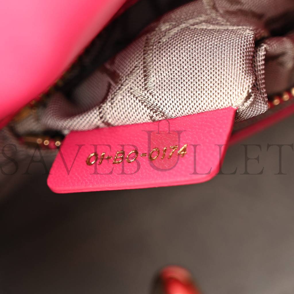 DIOR LAMBSKIN CANNAGE MINI LADY DIOR FUCHSIA (17*15*7.6cm)