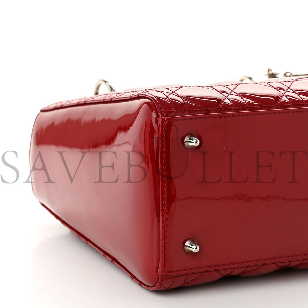 DIOR PATENT CANNAGE MEDIUM LADY DIOR RED (23*20*12.1cm)